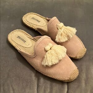 Soludos Women's Pink Suede Espadrille Mules